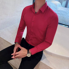 Camisas De Hombre Long Sleeve Shirts For Men Clothing 2024 Business Formal Wear Camisa Social Masculina Slim Fit Chemise Homme - SHOWLU FASHION STORE