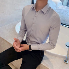 Camisas De Hombre Long Sleeve Shirts For Men Clothing 2024 Business Formal Wear Camisa Social Masculina Slim Fit Chemise Homme - SHOWLU FASHION STORE
