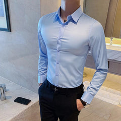 Camisas De Hombre Long Sleeve Shirts For Men Clothing 2024 Business Formal Wear Camisa Social Masculina Slim Fit Chemise Homme - SHOWLU FASHION STORE