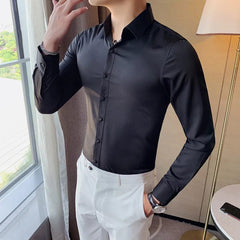 Camisas De Hombre Long Sleeve Shirts For Men Clothing 2024 Business Formal Wear Camisa Social Masculina Slim Fit Chemise Homme - SHOWLU FASHION STORE