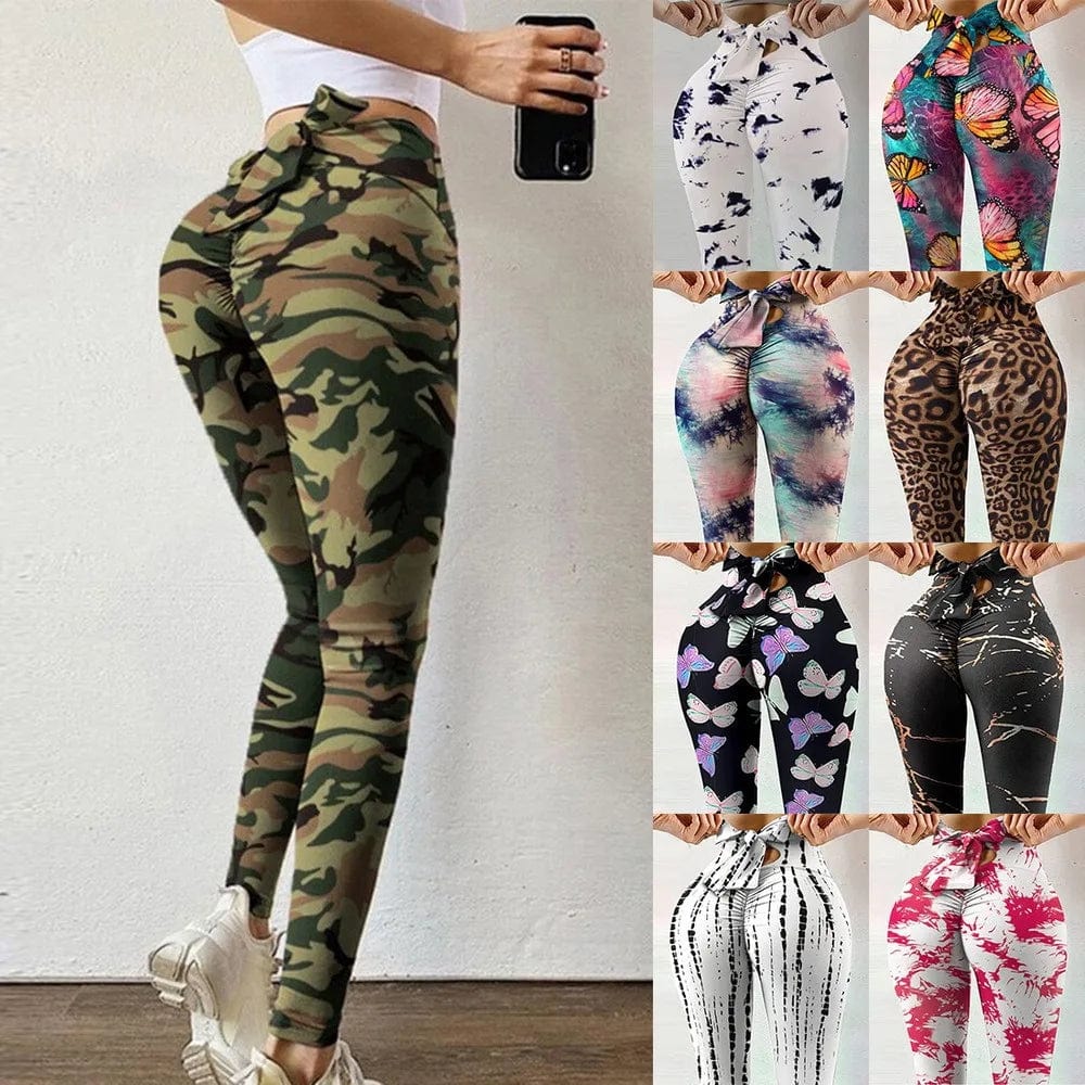 Camouflage Printing Leggings Sexy Bowknot Tights Pants Bow Bandage Casual Trousers For Women Push Up Exercise Fitness Yoga Pants - SHOWLU FASHION STORE