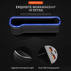 Car Seat Gap Filler Cup Holder 7 Colours Changing LED Car Crevice Storage Organizer Box With 2Usb Charger Car Accessories - SHOWLU FASHION STORE