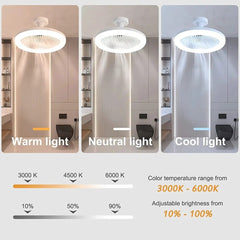 Ceiling Fans With Remote Control and Light LED Lamp Fan E27 Converter Base Smart Silent Ceiling Fans For Bedroom Living Room - SHOWLU FASHION STORE