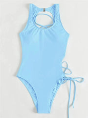 Chic Lace - Up Backless Swimsuit - SHOWLU FASHION STORE