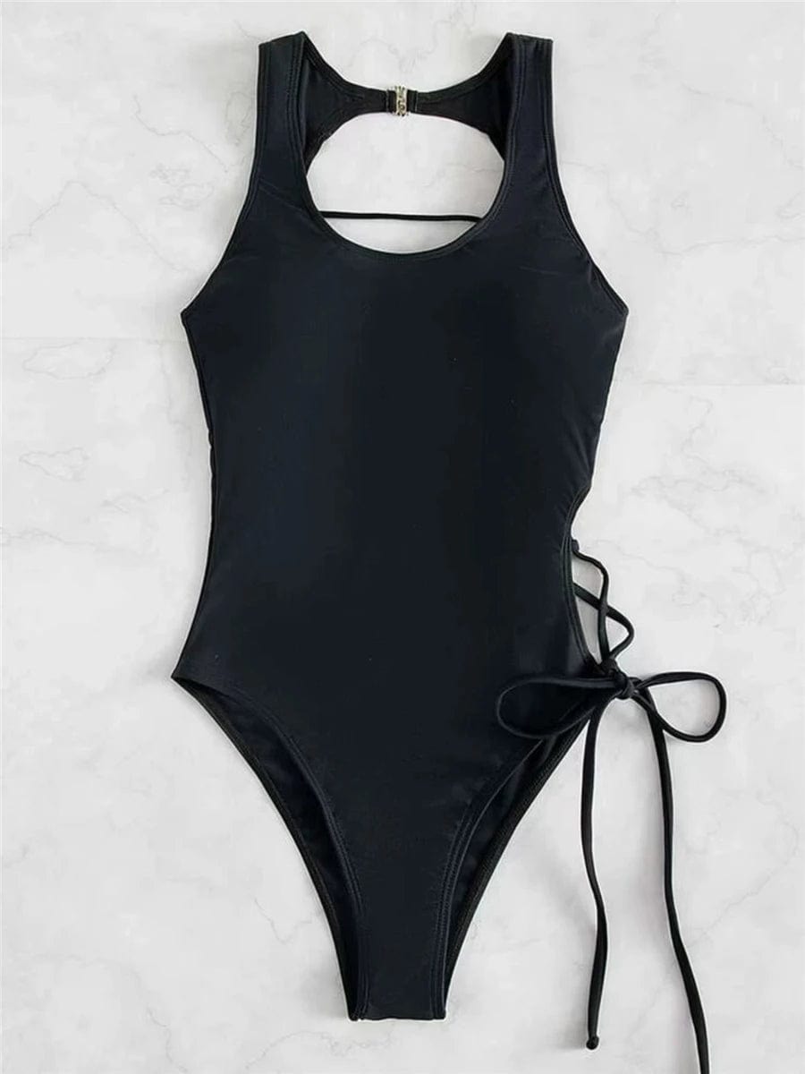 Chic Lace - Up Backless Swimsuit - SHOWLU FASHION STORE