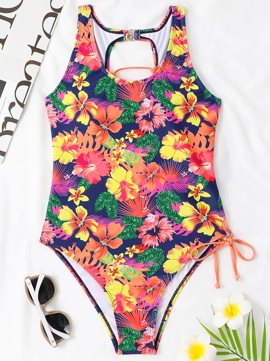 Chic Lace - Up Backless Swimsuit - SHOWLU FASHION STORE