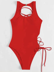 Chic Lace - Up Backless Swimsuit - SHOWLU FASHION STORE