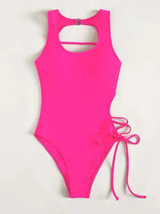 Chic Lace - Up Backless Swimsuit - SHOWLU FASHION STORE