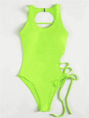 Chic Lace - Up Backless Swimsuit - SHOWLU FASHION STORE