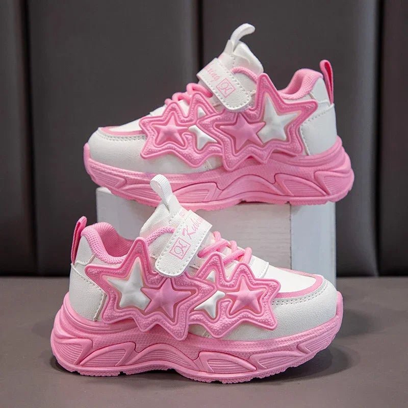 Children Casual Shoes for Girls Fashion Classic with Stars Girls Sports Running Sneakers Breathable PU + Rubber Anti - skid Soft - SHOWLU FASHION STORE
