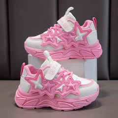 Children Casual Shoes for Girls Fashion Classic with Stars Girls Sports Running Sneakers Breathable PU + Rubber Anti - skid Soft - SHOWLU FASHION STORE