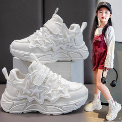 Children Casual Shoes for Girls Fashion Classic with Stars Girls Sports Running Sneakers Breathable PU + Rubber Anti - skid Soft - SHOWLU FASHION STORE