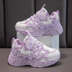 Children Casual Shoes for Girls Fashion Classic with Stars Girls Sports Running Sneakers Breathable PU + Rubber Anti - skid Soft - SHOWLU FASHION STORE