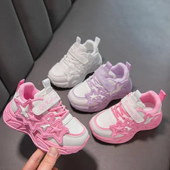 Children Casual Shoes for Girls Fashion Classic with Stars Girls Sports Running Sneakers Breathable PU + Rubber Anti - skid Soft - SHOWLU FASHION STORE