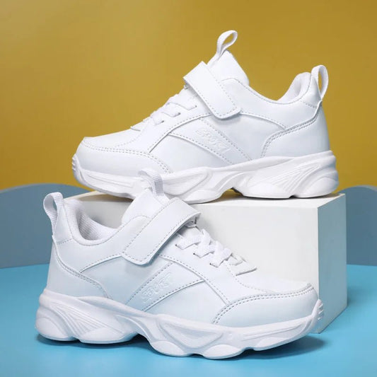 Children Shoes Kids Casual Sneakers Black Pu Leather Sports Shoes for Boy Girls White Shoes School Running Tennis Sneaker - SHOWLU FASHION STORE