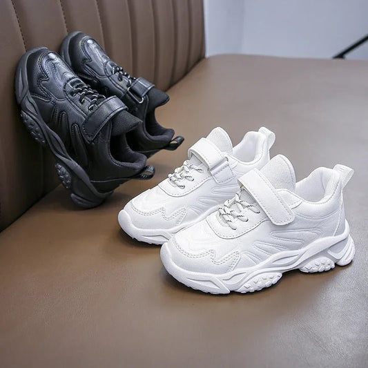 Children White Running Shoes Kids Fashion Sneakers PU Soft Breatheable Comfortable Boys Girls School Sports Shoes Size 26 - 37 - SHOWLU FASHION STORE