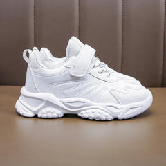 Children White Running Shoes Kids Fashion Sneakers PU Soft Breatheable Comfortable Boys Girls School Sports Shoes Size 26 - 37 - SHOWLU FASHION STORE