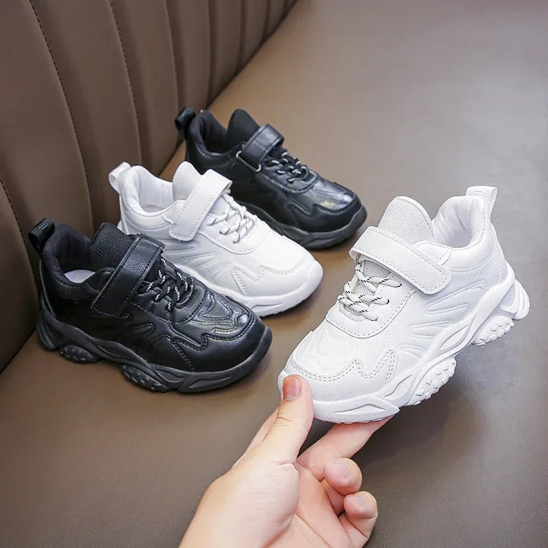 Children White Running Shoes Kids Fashion Sneakers PU Soft Breatheable Comfortable Boys Girls School Sports Shoes Size 26 - 37 - SHOWLU FASHION STORE