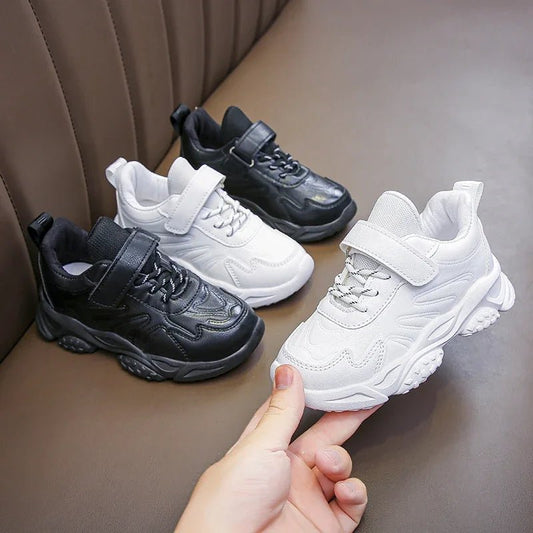 Children White Running Shoes Kids Fashion Sneakers PU Soft Breatheable Comfortable Boys Girls School Sports Shoes Size 26 - 37 - SHOWLU FASHION STORE