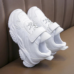 Children White Running Shoes Kids Fashion Sneakers PU Soft Breatheable Comfortable Boys Girls School Sports Shoes Size 26 - 37 - SHOWLU FASHION STORE