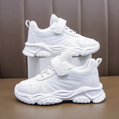 Children White Running Shoes Kids Fashion Sneakers PU Soft Breatheable Comfortable Boys Girls School Sports Shoes Size 26 - 37 - SHOWLU FASHION STORE