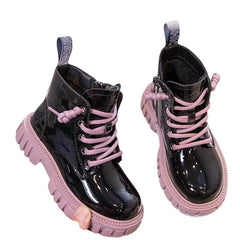 Children's Boots Boys Girls Single Boots Solid Color England Style Children Boy Girls Shoes Kids Fashion Shiny Small Short Boots - SHOWLU FASHION STORE