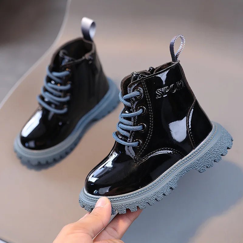 Children's Boots Boys Girls Single Boots Solid Color England Style Children Boy Girls Shoes Kids Fashion Shiny Small Short Boots - SHOWLU FASHION STORE