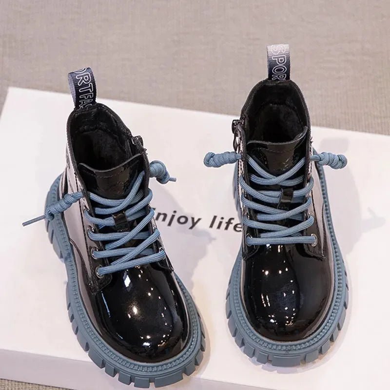 Children's Boots Boys Girls Single Boots Solid Color England Style Children Boy Girls Shoes Kids Fashion Shiny Small Short Boots - SHOWLU FASHION STORE