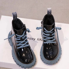 Children's Boots Boys Girls Single Boots Solid Color England Style Children Boy Girls Shoes Kids Fashion Shiny Small Short Boots - SHOWLU FASHION STORE
