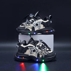 Children's Luminous Sports Mesh Shoes Kids LED Daddy Shoes Girls' Shining Light Breathable Sneakers Boys Glowing Light Sneakers - SHOWLU FASHION STORE