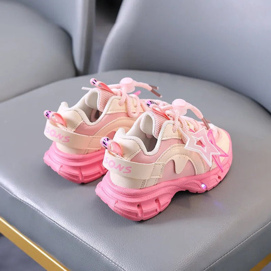 Children's Luminous Sports Mesh Shoes Kids LED Daddy Shoes Girls' Shining Light Breathable Sneakers Boys Glowing Light Sneakers - SHOWLU FASHION STORE