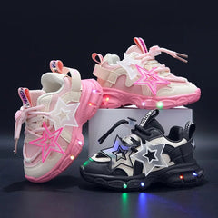 Children's Luminous Sports Mesh Shoes Kids LED Daddy Shoes Girls' Shining Light Breathable Sneakers Boys Glowing Light Sneakers - SHOWLU FASHION STORE