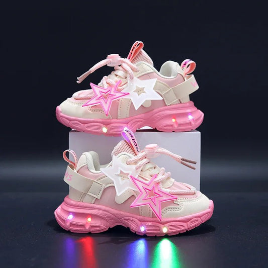 Children's Luminous Sports Mesh Shoes Kids LED Daddy Shoes Girls' Shining Light Breathable Sneakers Boys Glowing Light Sneakers - SHOWLU FASHION STORE
