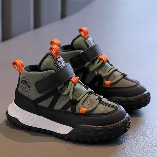 Children's Sneakers Autumn Winter Boys Sport Shoes Girls Plush Cashmere Warm Lined Casual Shoes Studnet Shoes Teen Running Flats - SHOWLU FASHION STORE