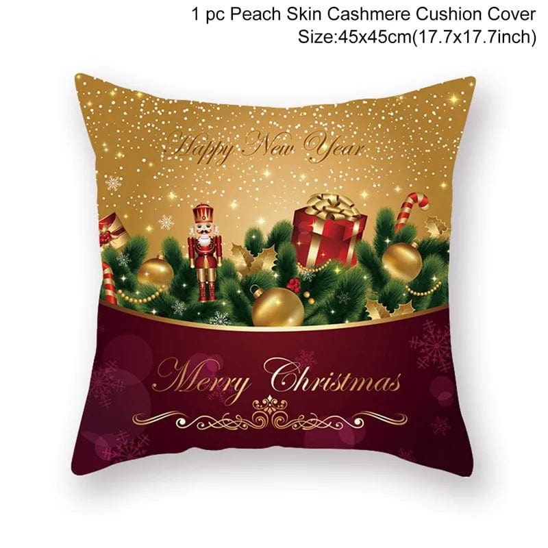Christmas Cushion Cover Merry Christmas Decorations for Home 2023 Christmas Ornament Navidad Noel Xmas Gifts Happy New Year 2024 - SHOWLU FASHION STORE