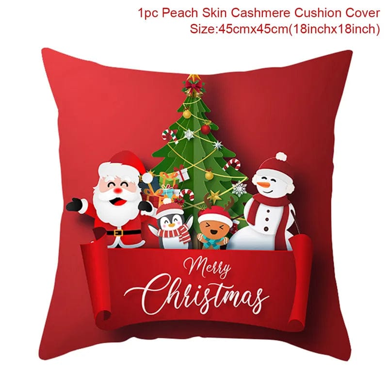 Christmas Cushion Cover Merry Christmas Decorations for Home 2023 Christmas Ornament Navidad Noel Xmas Gifts Happy New Year 2024 - SHOWLU FASHION STORE