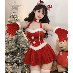 Christmas Women's Red Uniform Elk Battle Robe Dress - SHOWLU FASHION STORE