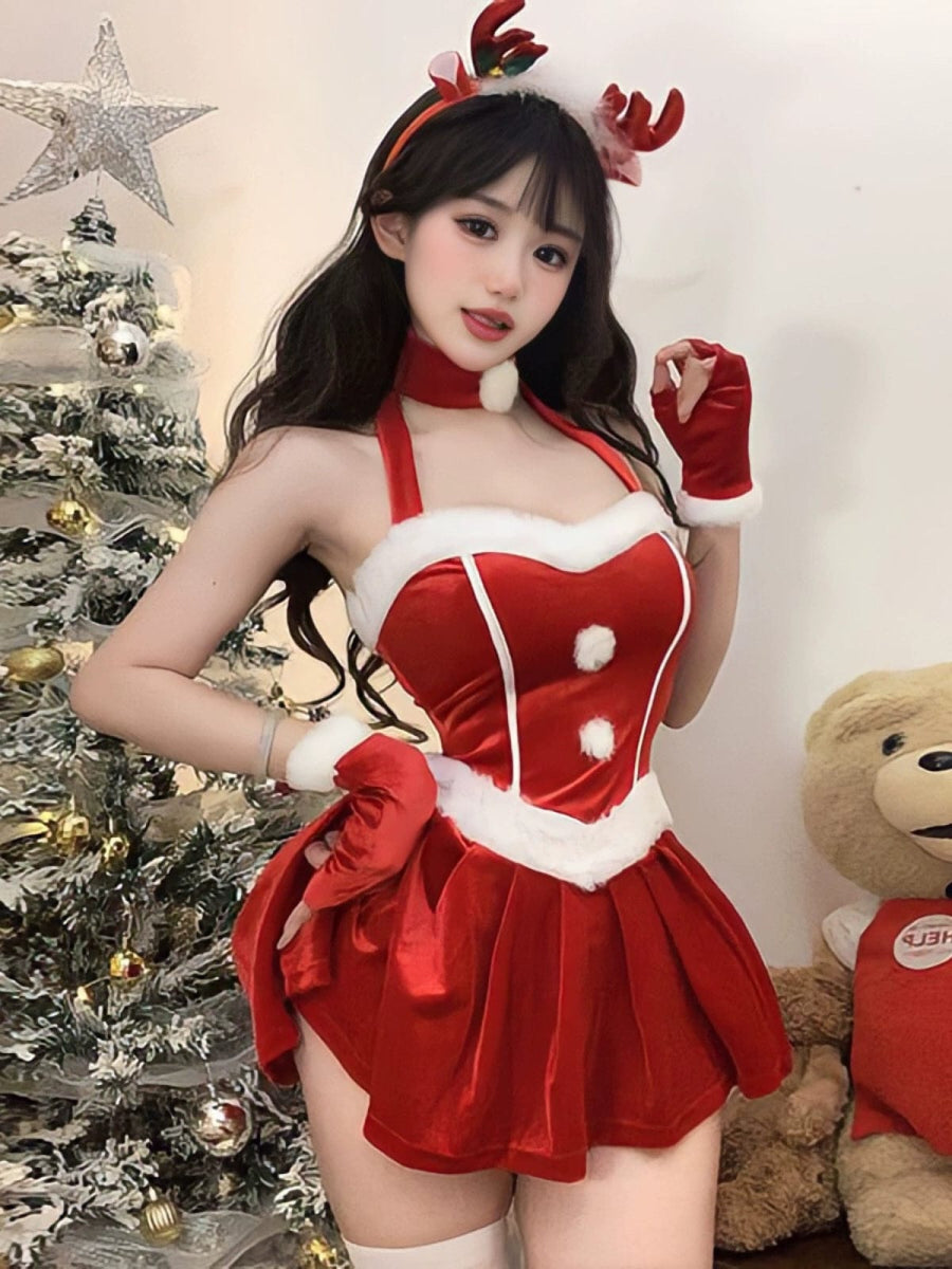 Christmas Women's Red Uniform Elk Battle Robe Dress - SHOWLU FASHION STORE