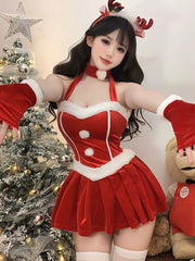 Christmas Women's Red Uniform Elk Battle Robe Dress - SHOWLU FASHION STORE