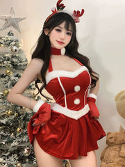 Christmas Women's Red Uniform Elk Battle Robe Dress - SHOWLU FASHION STORE