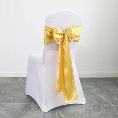Colourful Satin Chair Sash Wedding Decoration Bow Tie Knot Band Birthday Party Hotel Show Shiny Colour Luxury Design - SHOWLU FASHION STORE