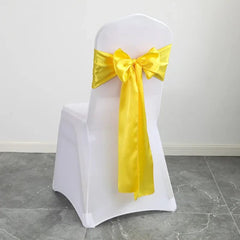Colourful Satin Chair Sash Wedding Decoration Bow Tie Knot Band Birthday Party Hotel Show Shiny Colour Luxury Design - SHOWLU FASHION STORE