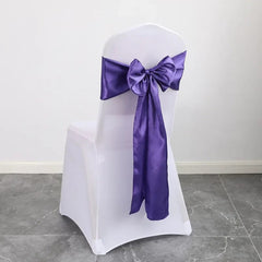 Colourful Satin Chair Sash Wedding Decoration Bow Tie Knot Band Birthday Party Hotel Show Shiny Colour Luxury Design - SHOWLU FASHION STORE
