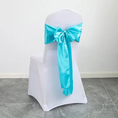 Colourful Satin Chair Sash Wedding Decoration Bow Tie Knot Band Birthday Party Hotel Show Shiny Colour Luxury Design - SHOWLU FASHION STORE