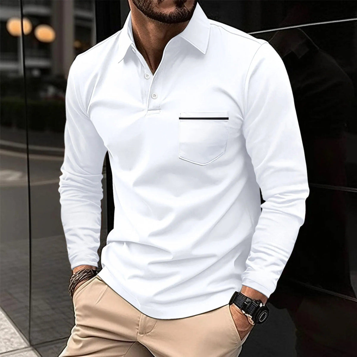Cross - border 2024 Spring and Autumn fast sell Amazon POLO shirt button pocket men's long sleeve sports breathable polo shirt - SHOWLU FASHION STORE