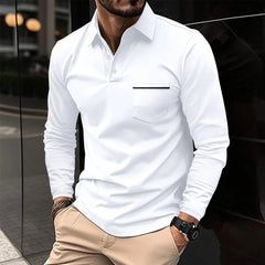 Cross - border 2024 Spring and Autumn fast sell Amazon POLO shirt button pocket men's long sleeve sports breathable polo shirt - SHOWLU FASHION STORE