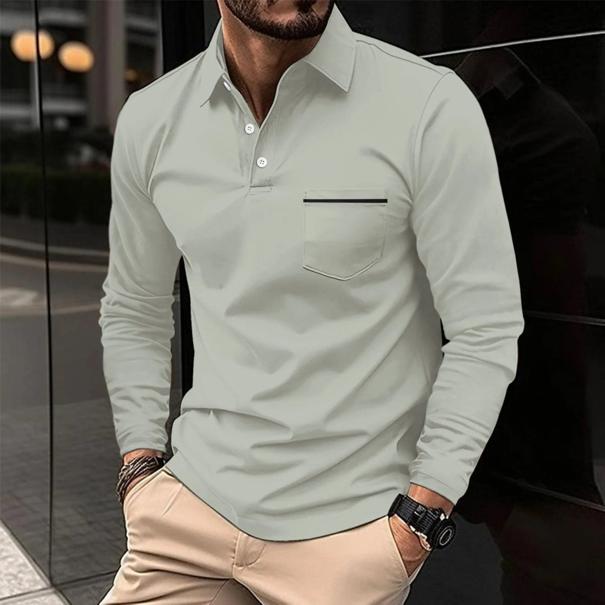 Cross - border 2024 Spring and Autumn fast sell Amazon POLO shirt button pocket men's long sleeve sports breathable polo shirt - SHOWLU FASHION STORE