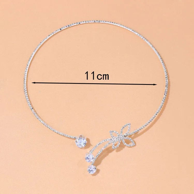 Cross Border Rhinestone Butterfly Collar Niche Design Sense Necklace Simple Full Drill Clavicle Chain Fairy Girl Choker - SHOWLU FASHION STORE