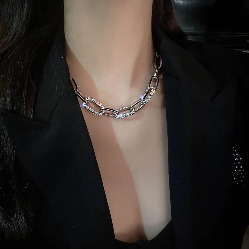 Cross Border Rhinestone Butterfly Collar Niche Design Sense Necklace Simple Full Drill Clavicle Chain Fairy Girl Choker - SHOWLU FASHION STORE