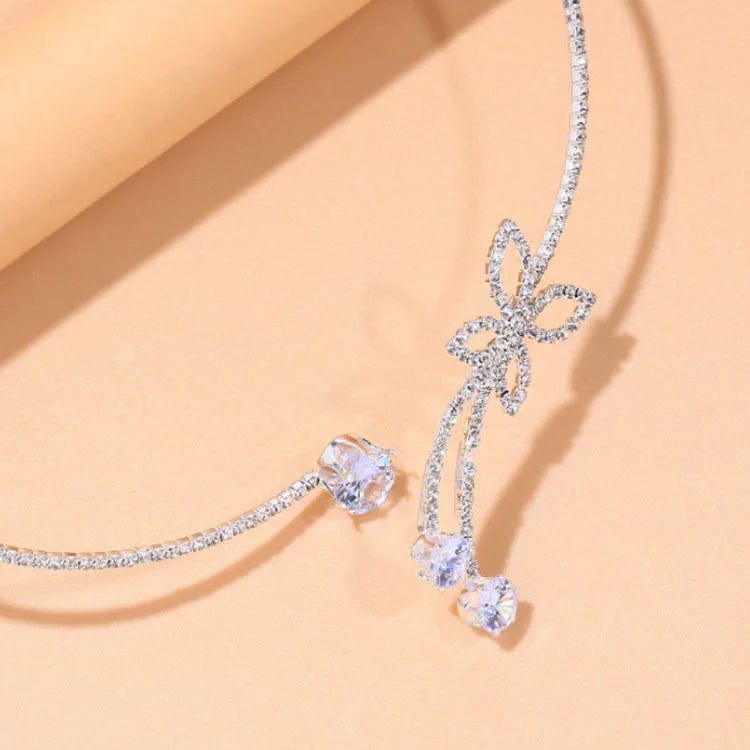 Cross Border Rhinestone Butterfly Collar Niche Design Sense Necklace Simple Full Drill Clavicle Chain Fairy Girl Choker - SHOWLU FASHION STORE